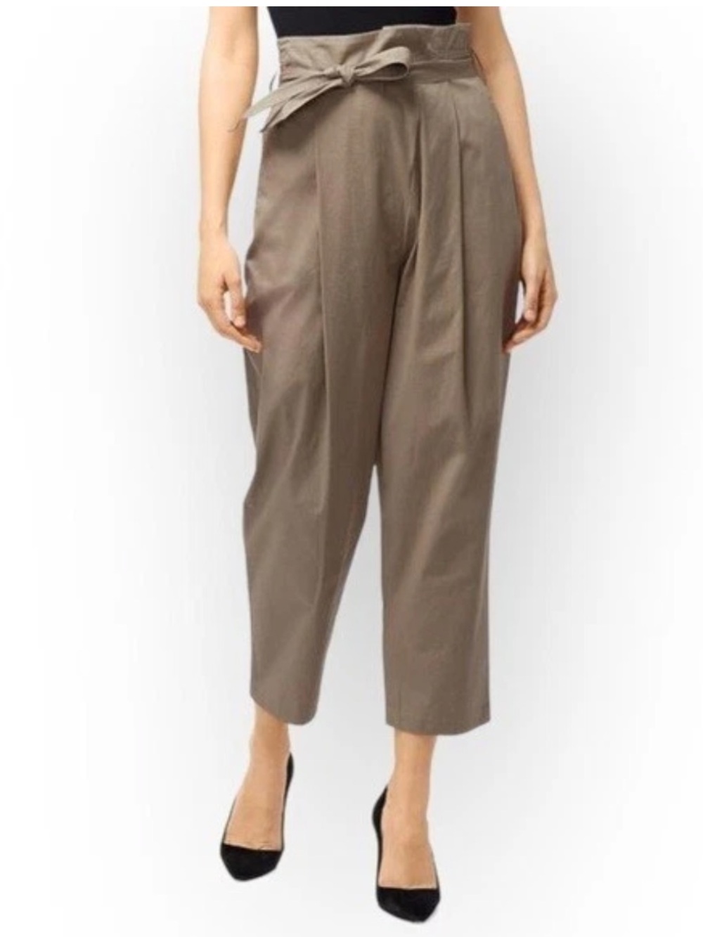 J Brand Taupe Paperbag Waist High Rise Belted Ankle Trousers Deckard taupe 28
